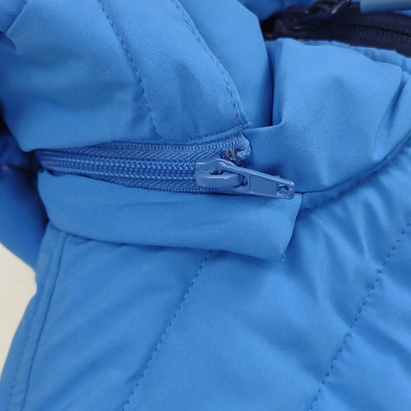 Womens Nautica Blue Stretch Packable Puffer Coat Detachable Hood Water - Picture 12 of 16